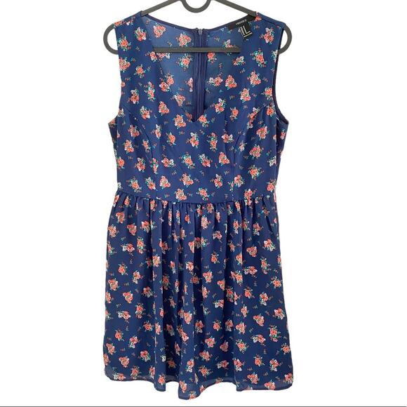 Forever 21 y2k Floral Mini Dress Romper lined M zip up back sundress - Picture 1 of 6